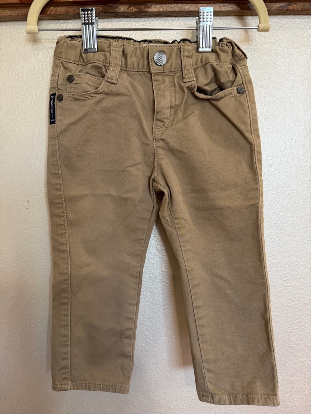 Armani Kids toddler boy khaki Tan Pull-On jeans pants 12m
